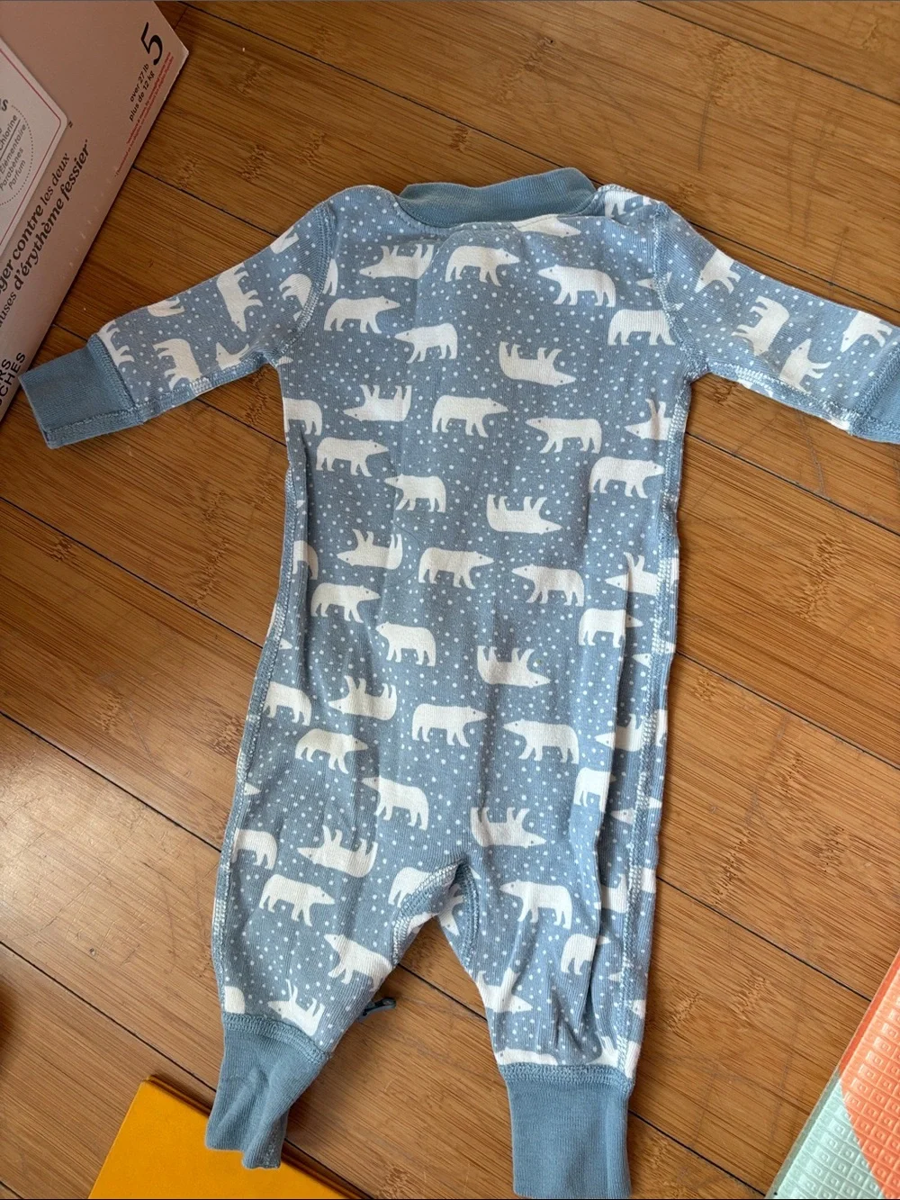 Hanna Anderson Blue Polar Bear Print Baby One-Piece Sleeper